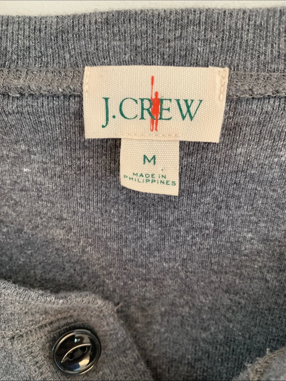 J. Crew Men’s Heritage Brushed Rib Knit Long Sleeve Henley Oarsman Grey Medium